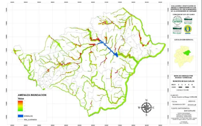 FIGURA 7. Mapa de riesgos por inundación. San Carlos