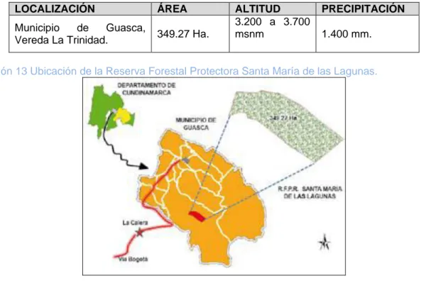 Ilustración 13 Ubicación de la Reserva Forestal Protectora Santa María de las Lagunas