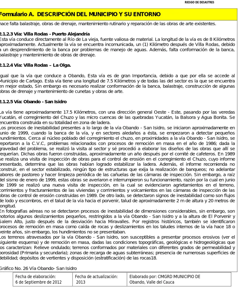 Gráfico No. 26 Vía Obando- San Isidro 