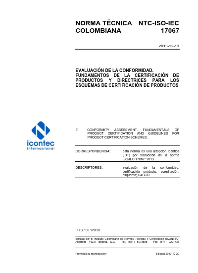 NORMA TÉCNICA NTC-ISO-IEC COLOMBIANA 17067