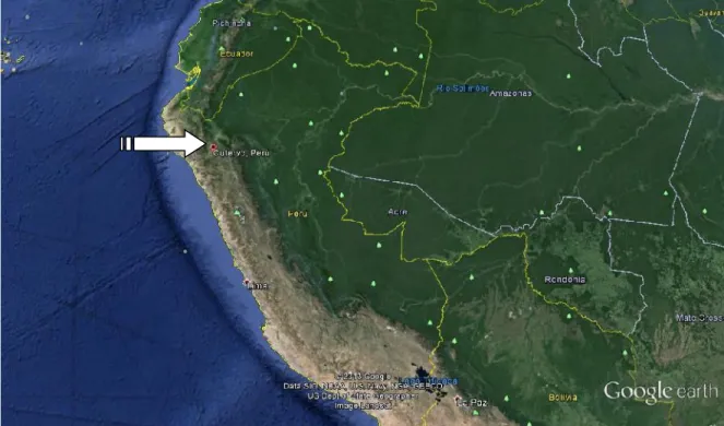 Figura 2. Mapa satelital del Perú se indica la Región Cajamarca 