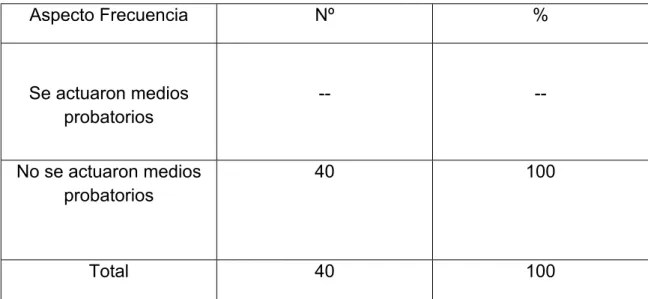 Tabla Nº 07 Actuación de medios probatorios ofrecidos