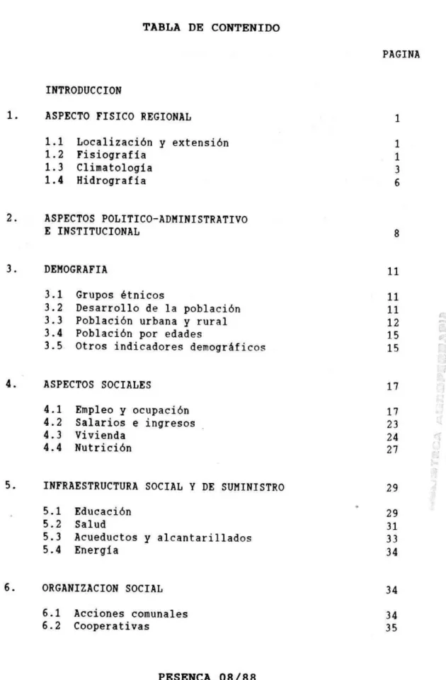TABLA DE CONTENIDO 