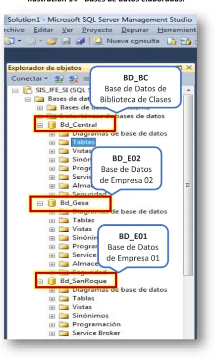 Ilustración 14 - Bases de datos elaboradas. 