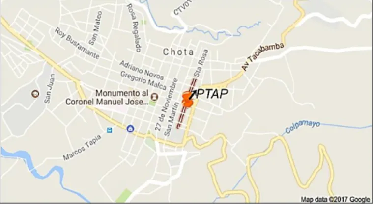 Figura 2. Mapa de ubicación de planta de tratamiento  de agua potable de la ciudad de Chota