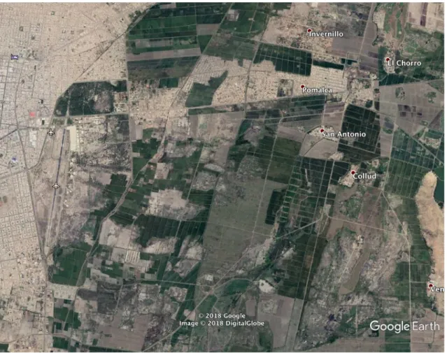 Figura  3.1.  Vista  satelital  en  la  aplicación  Google  Earth  del  distrito  de  Pomalca,  alt