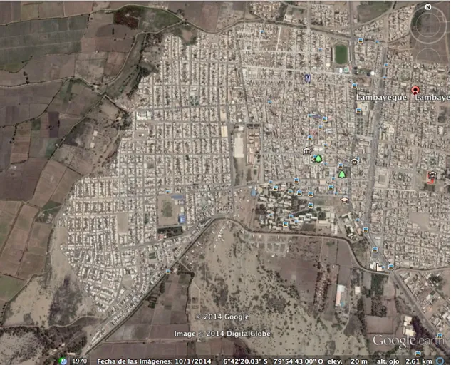 Figura  1.  Imagen  satelital  (Google  Earth)  del  sector  oestede  la  ciudad  de  Lambayeque 