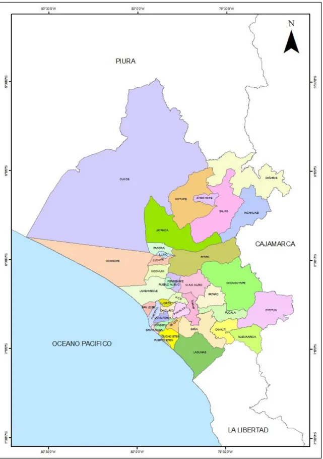 Figura 4:  Mapa distrital de la Región Lambayeque 