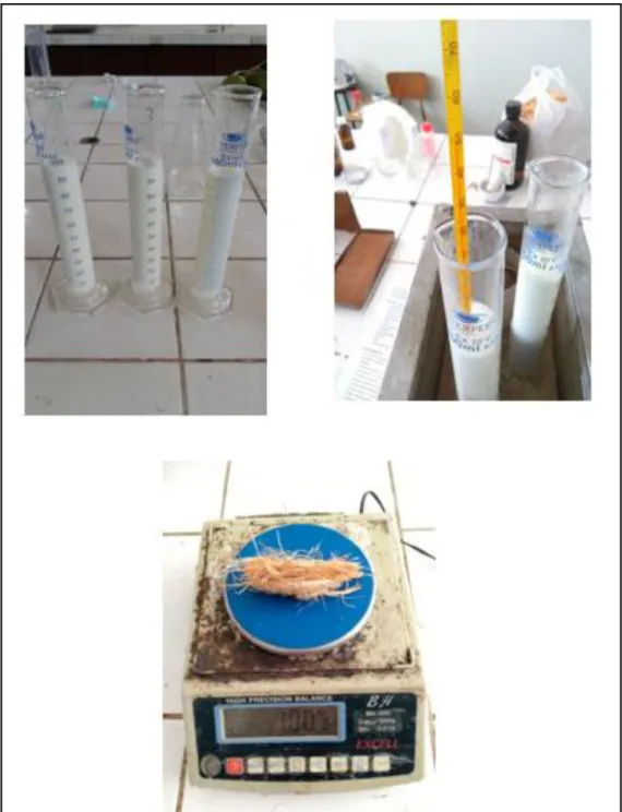 Figura 9.3. Proceso de acondicionamiento de muestra agua- hidrocarburo y de la muestra de fibra de  coco