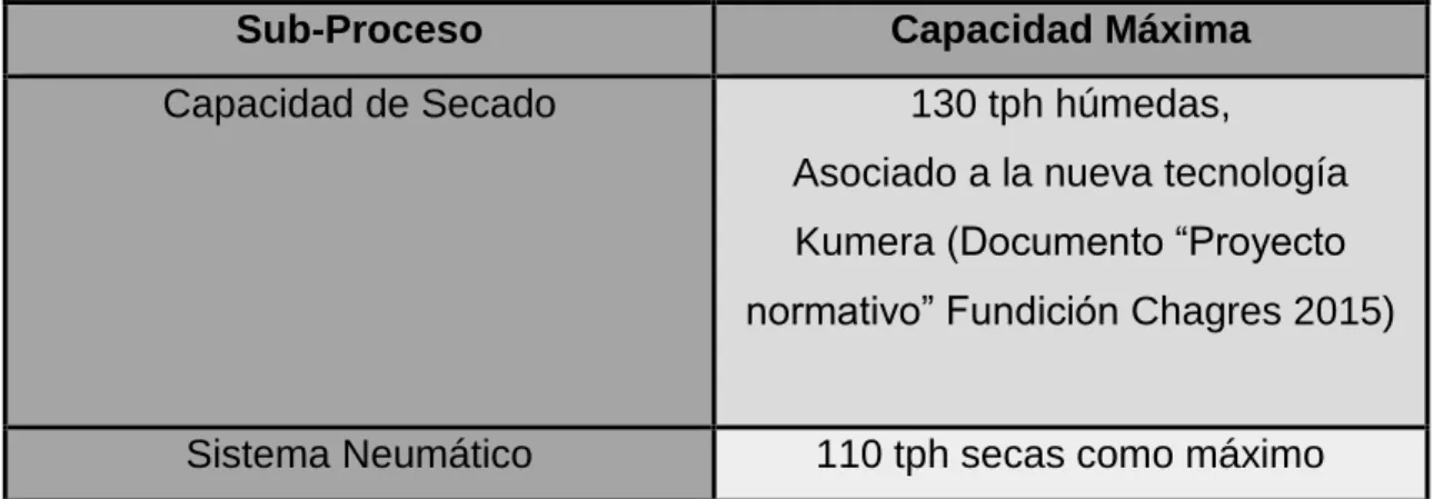 Tabla 1:"Restricciones Manejo de Concentrado y Carga Seca" 