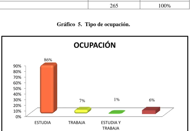 Gráfico  5.  Tipo de ocupación. 