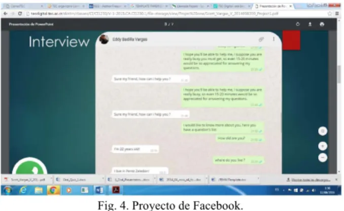 Fig. 4. Proyecto de Facebook.