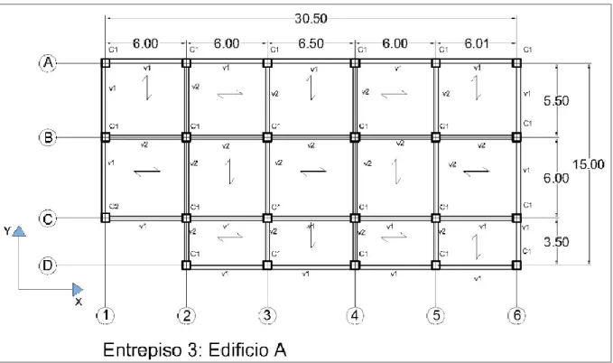 Figura  1 9.   E dif ic io  A :   Det alle  de  ent r epis o  t erc e r  niv el.  