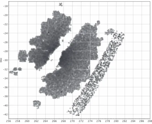 Figure 2. Spatial distribution of the RRab considered in this work. The inner RRab come from the OGLE IV sample of Pietrukowicz et al