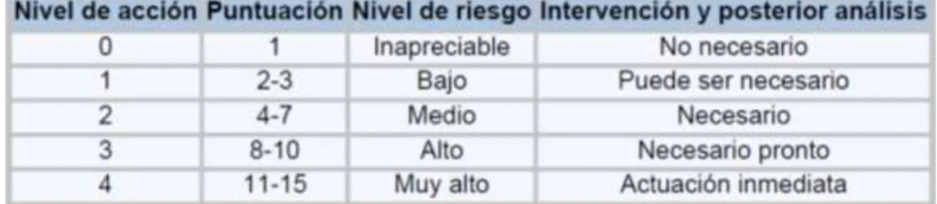 Cuadro 6. Nivel de acción REBA. 