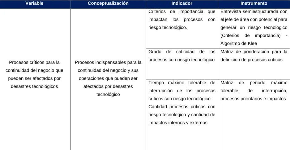 Cuadro 3. Operacionalización de variables del objetivo 2. 