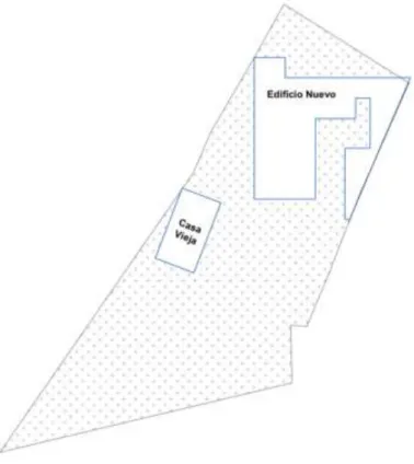 Figura 5.3. Huella de las edificaciones que componen el Proyecto Educativo La Cometa.  