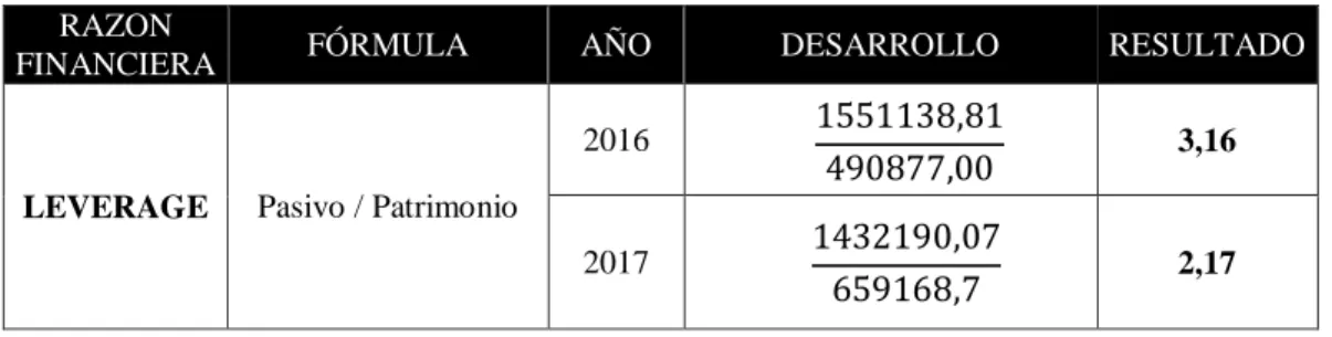 Tabla 12: Leverage 