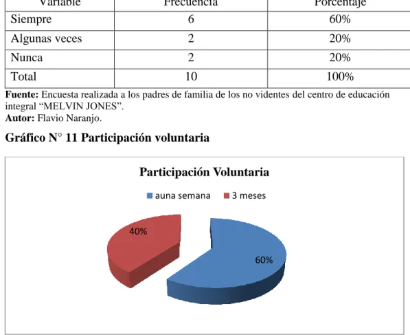 Gráfico N° 11 Participación voluntaria  