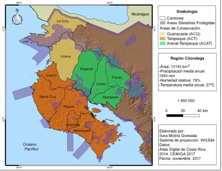 Figura 1. Ubicación de la Región Chorotega en Costa Rica. 