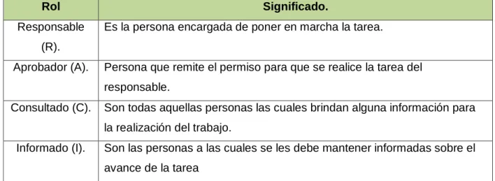 Tabla 3: Identificación de roles dentro de la matriz. 