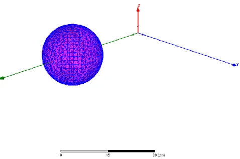 Figure 3. 14 Mesh generated by HFSS in the sphere model at 1 GHz 