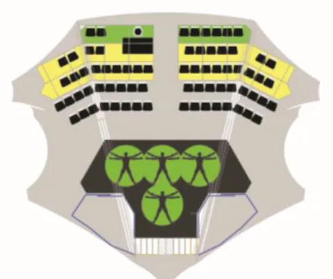 Figura 24 Esquema en planta espacio requeridow para danza aplicado al módulo 1. 