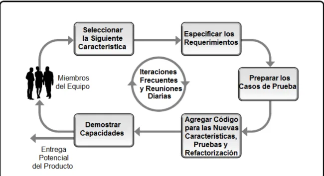 Figura 2.7: Interacción interna en ciclo de vida adaptativo  Fuente: Software Extension, PMI, p