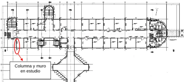 Figura 3. Planta estructural de columnas y muros estructuras edificio TIC’S. 