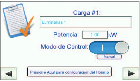 Figura 3.17.  Ventana de configuración de carga discreta en modo de control manual  (Fuente: Elaboración Propia) 