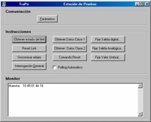 Figura 5.4  Pantalla principal del simulador de la estación Maestra 