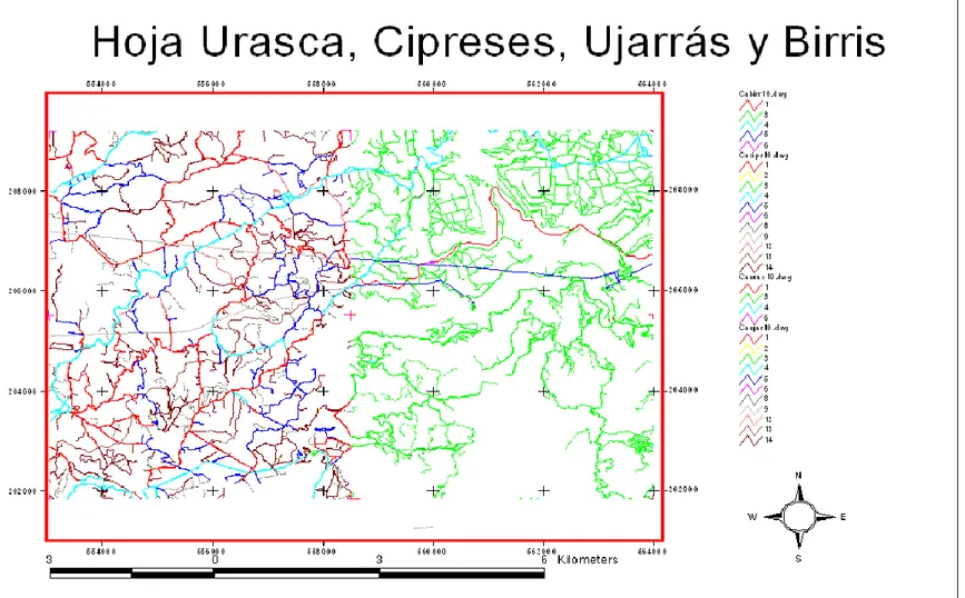 Figura 2 Hojas Urasca, Birrís, Ujarrás y  Cipreses 