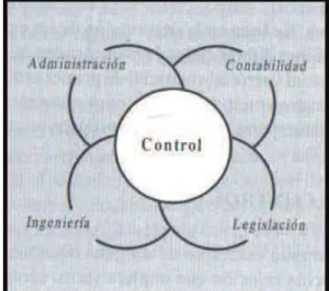 Figura  1:  Relación  de  la  función  control  con  otras  disciplinas  científicas (Mantilla, 2005)