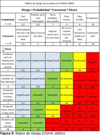 Figura 9. Matriz de riesgo (OSHA 18001)