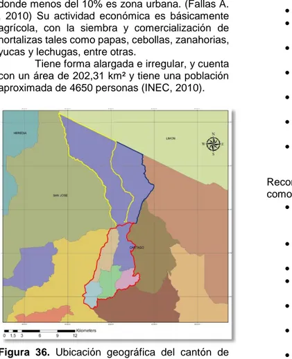 Figura  36.  Ubicación  geográfica  del  cantón  de  Oreamuno de Cartago. (Fallas A. , 2010) 
