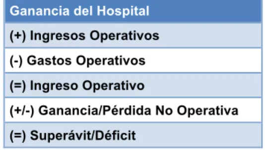 Figura 2.3 Conformación de las ganancias de los hospitales 