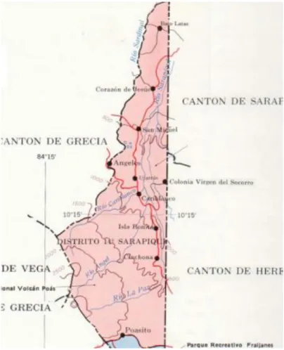 Ilustración 2: Mapa del distrito de Sarapiquí 