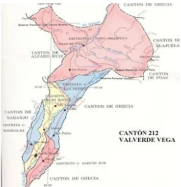 Ilustración 5: Mapa del Cantón de Valverde Vega 