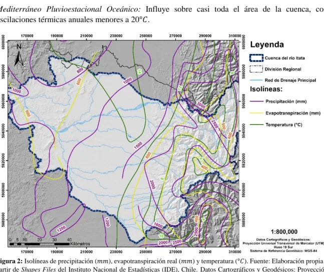 Figura 2: Isolíneas de precipitación (