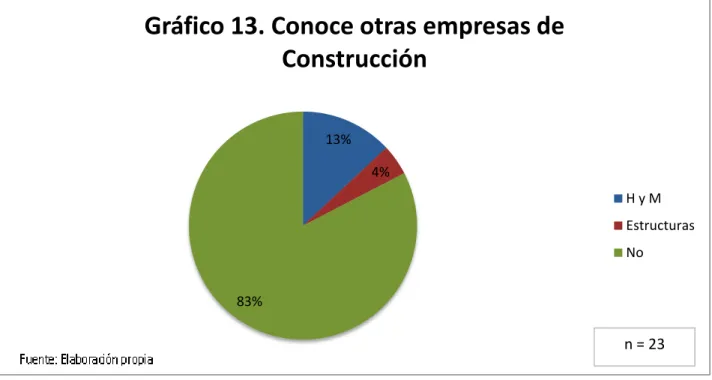 GRÁFICO 13. CONOCE OTRAS EMPRESAS 13% 