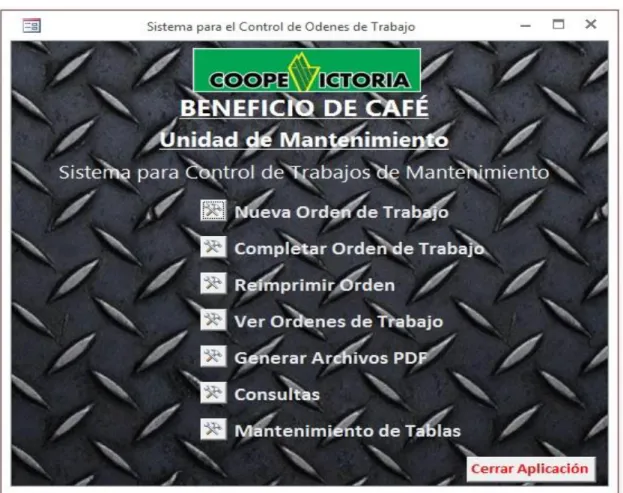Figura 4.3. Panel Principal de la Base de Datos (Fuente: Elaboración Propia). 