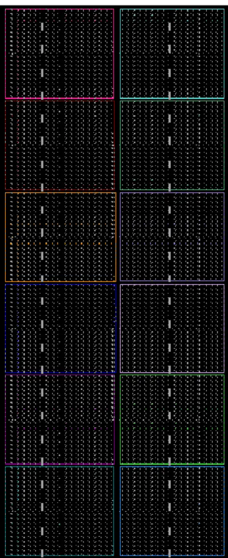 Figura 3.16 Imagen de las regiones de reloj para un virtex5, tomado desde el FPGA Editor de Xilinx