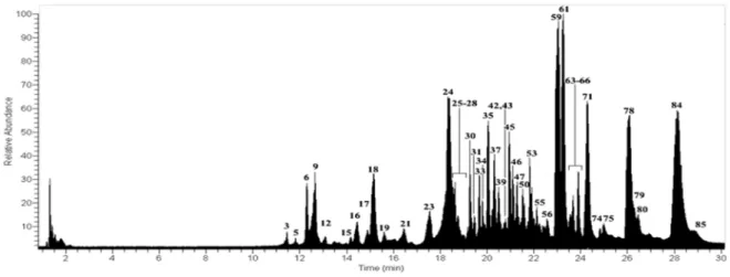 Figure 3. UHPLC-MS Chromatogram of U. rubicunda. 