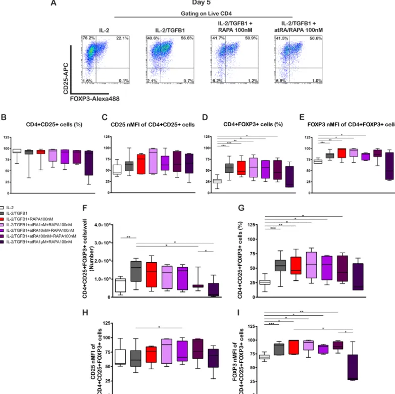 Fig 2. RAPA alone or in combination with atRA does not enhance the generation of Treg cells from naive T cells in short-time cultures