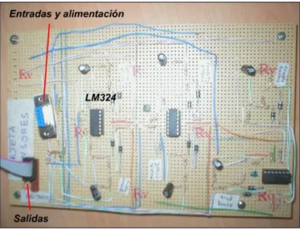 Figura 5-12 Construcción de la Tarjeta de sensores en placa universal 