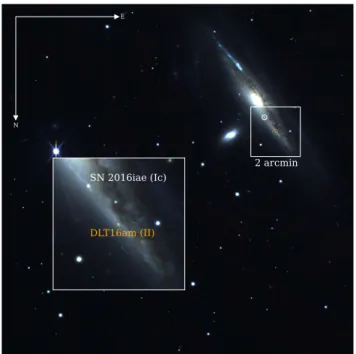 Figure 1. RGB images of the DLT16am ﬁeld obtained using i-, r-, and g-band images, respectively