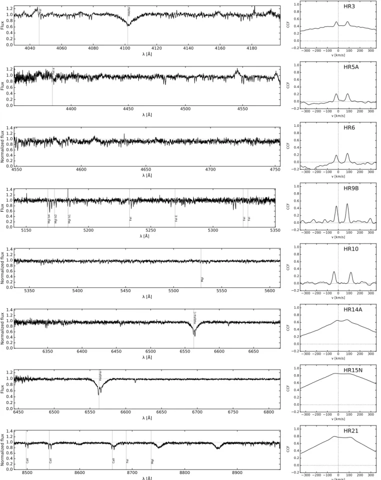 Fig. 16. Examples of composite spectra and CCFs associated with the new SB2 candidate 18503230-0617112 classified 2020A (NGC 6705 1936) with a visual magnitude of V = 13.4 (B − V ∼ 0)