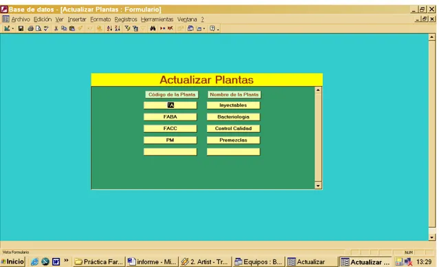 Fig. 4. Formulario para la actualización de las plantas. 