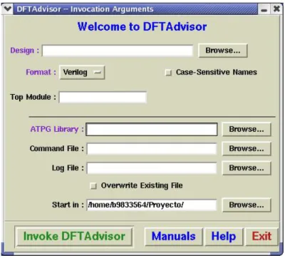 Figura 6.3  Ventana previa a la invocación de DFTAdvisor 