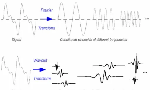 Figura 3- 8 Fourier versus wavelets [1] 